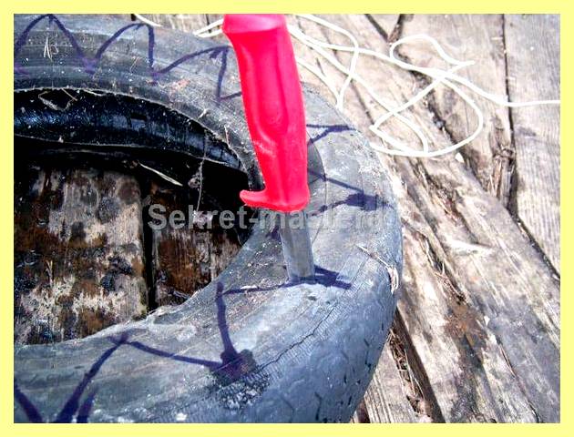 Чем можно разрезать покрышку под клумбу (можно, разрезать, покрышка, клумба, 8-10 каждую сторону) Чем можно разрезать покрышку под клумбу