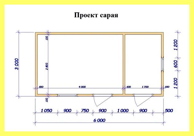 Чертеж сарая 3х6 (чертеж, сарай, 500мм выше уровня, 500мм выше уровня земли) Чертеж сарая 3х6