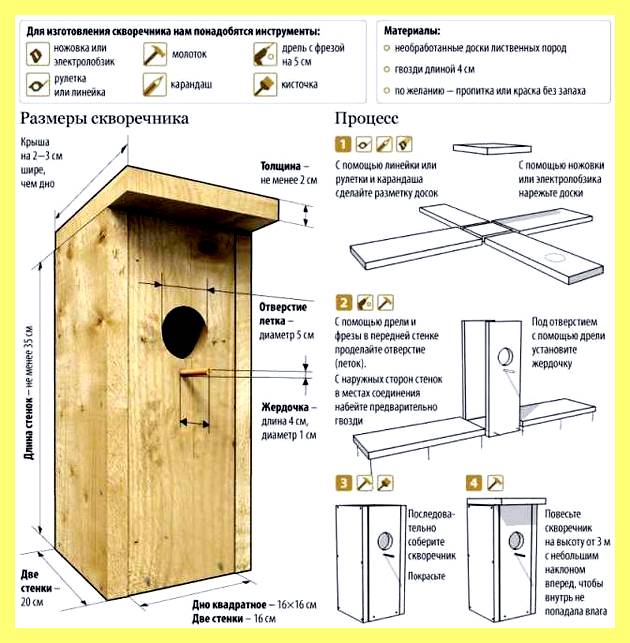 Чертеж скворечника для скворца (чертеж, скворечник, длить, скворец, сделать скворечник своими) Чертеж скворечника для скворца