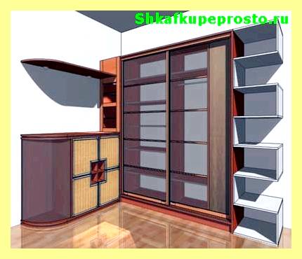 Шкаф купе с угловой полкой в интерьере